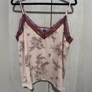 Old Navy Lace-Trim Satin Cami Top / Floral Print